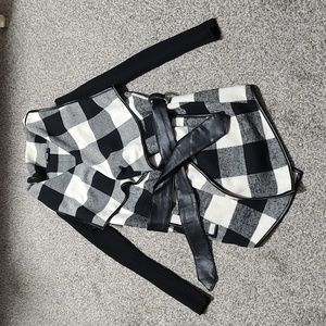 Black and White Buffalo Plaid Trench Coat